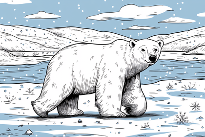 Polar Bear In Winter Landscape