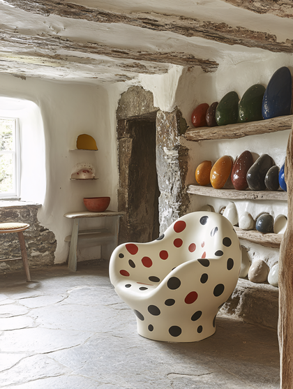 Polka Dot Chair In Rustic Room
