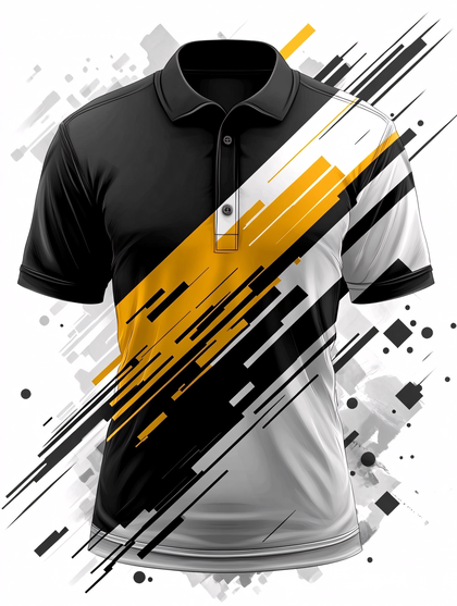 Polo Shirt with Abstract Geometric Design