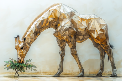 Polygonal Giraffe Eating