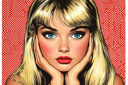 Pop Art Blonde Woman Portrait