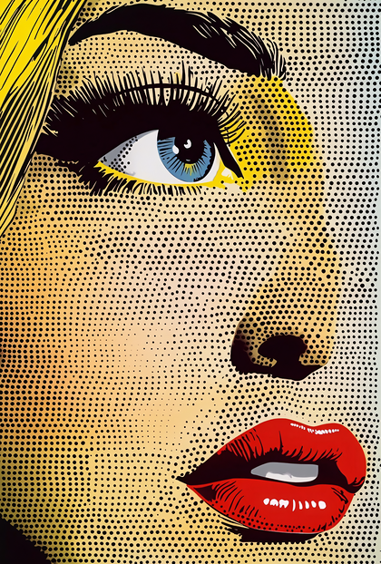 Pop Art Woman Face Close-up