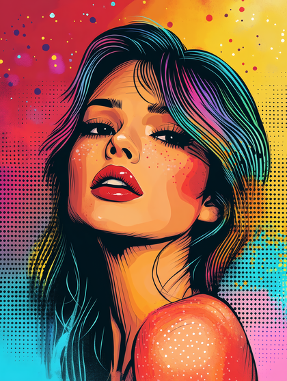 Pop Art Woman With Colorful Hair