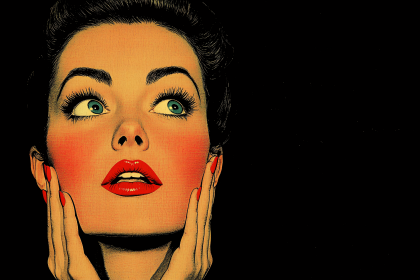 Pop Art Woman with Red Lips