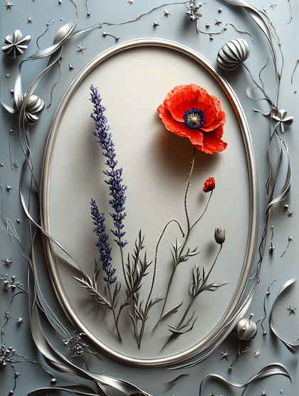 poppy flower and lavender