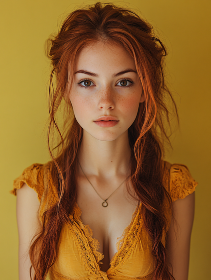 Portrait Of A Beautiful Redhead With Freckles