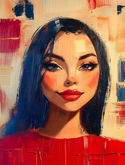 Portrait Of A Beautiful Woman With Red Lips