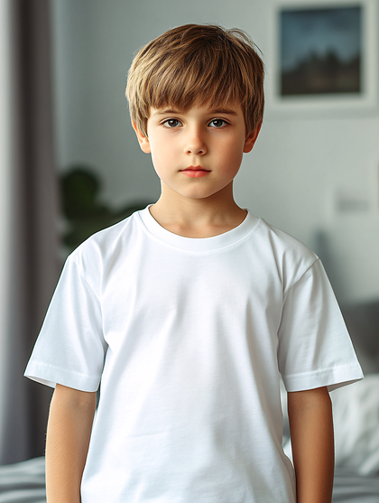 Portrait Of A Boy In White T-Shirt