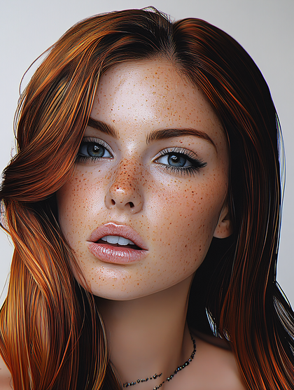 Portrait Of A Freckled Woman With Red Hair
