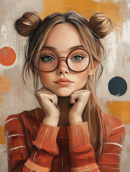 Free Download Portrait Of A Cute Girl With Glasses And Bun Hairstyle