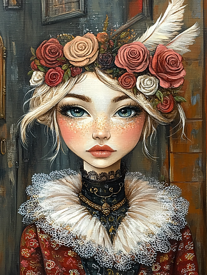 Portrait Of A Girl With Flower Crown