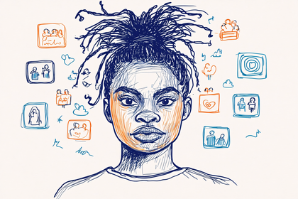 Portrait of a Person with Thought Bubbles