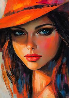 Portrait Of A Woman In An Orange Hat