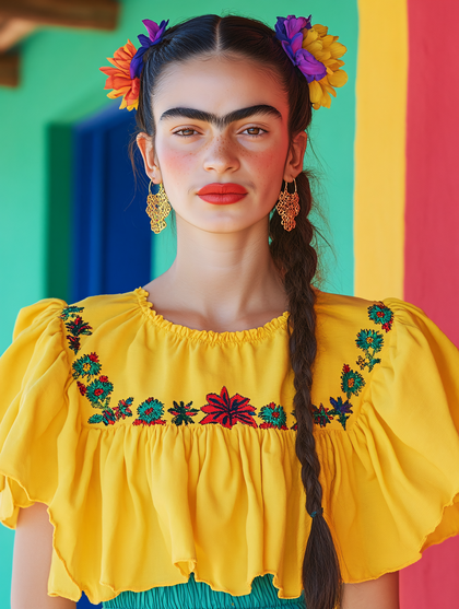 Portrait Of A Woman In Traditional Mexican Dress