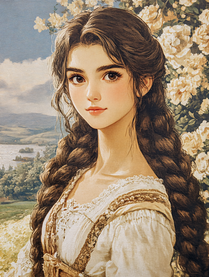 Portrait Of A Woman With Braided Hair