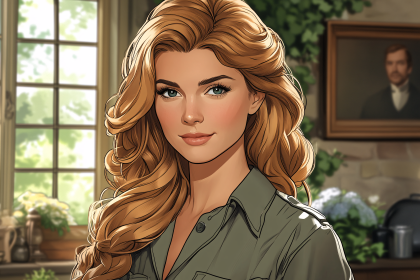 Portrait of a Woman with Flowing Hair