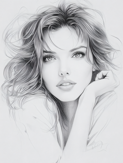 Portrait of a Woman with Flowing Hair