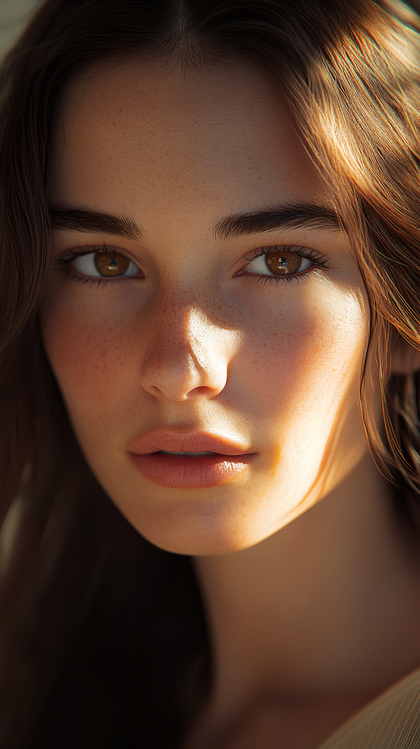 Portrait Of A Woman With Freckles
