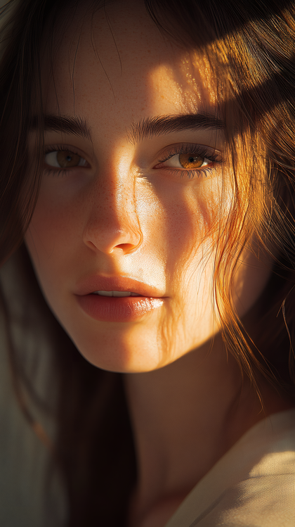 Portrait Of A Woman With Freckles