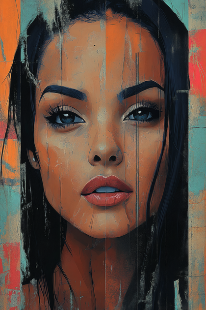Portrait of a Woman with Grunge Texture
