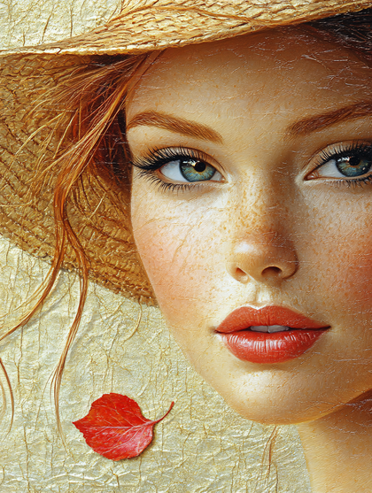 Portrait of a Woman with Red Hair and Straw Hat