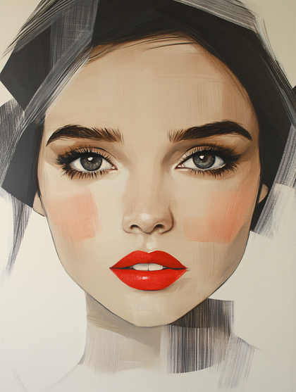 Portrait Of A Woman With Red Lips