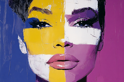 Portrait Of A Woman With Split Color Face