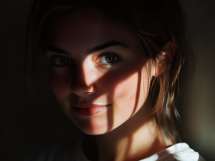 Portrait of a Woman with Sunlight Shadows