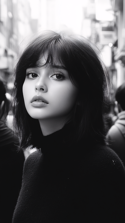 Portrait Of a Young Woman In Black Turtleneck