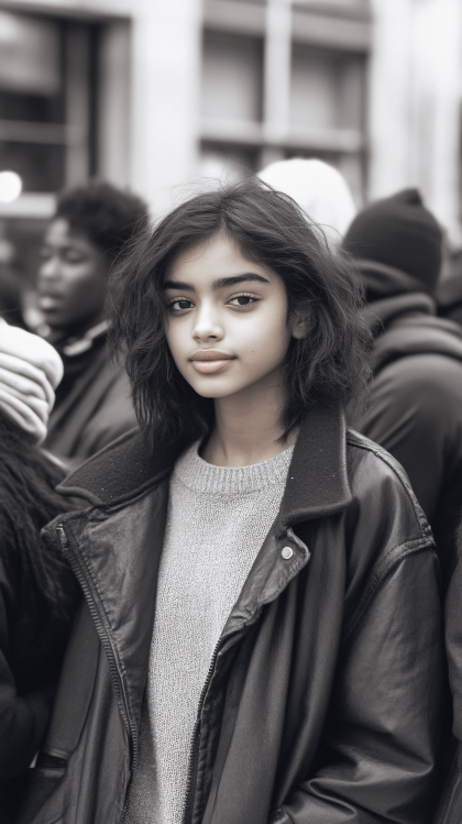 Portrait Of A Young Woman In Leather Jacket