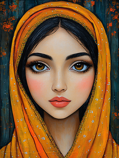Portrait of a Young Woman Wearing a Yellow Hijab