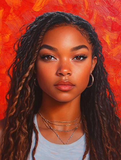 Portrait Of A Young Woman With Braided Hair