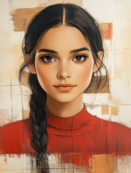 Portrait Of A Young Woman With Braided Hair