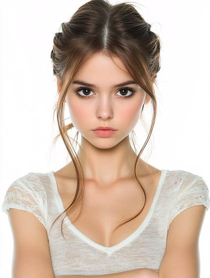 Portrait Of A Young Woman With Braided Hair