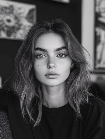 Portrait Of A Young Woman With Freckles
