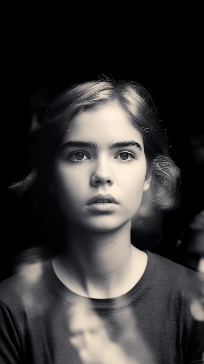 Portrait of a Young Woman with Intense Gaze
