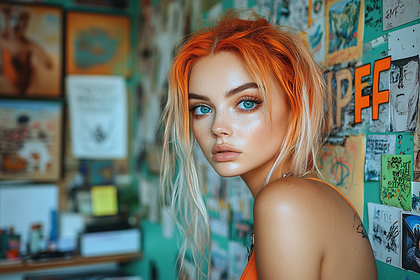 Portrait of a Young Woman with Orange Hair