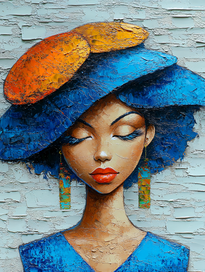 Portrait Of An African Woman With A Layered Hat
