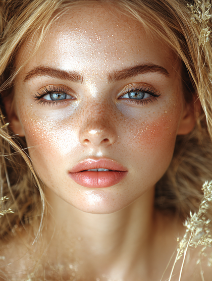 Portrait Of Beautiful Woman With Glitter Makeup