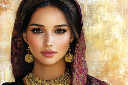 Portrait Of Elegant Woman In Traditional Attire