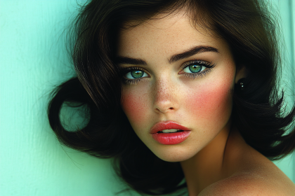 Portrait Of Freckled Woman With Green Eyes