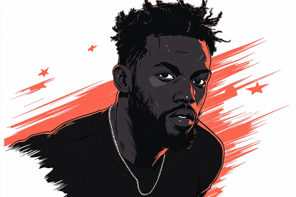Portrait Of Man With Red Background