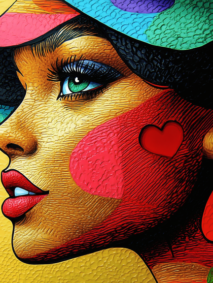 Portrait Of Woman With Colorful Hat And Heart