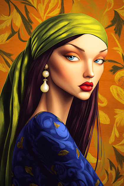 Portrait Of Woman With Green Headscarf