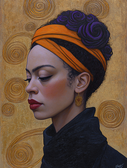 Portrait Of Woman With Orange Headwrap