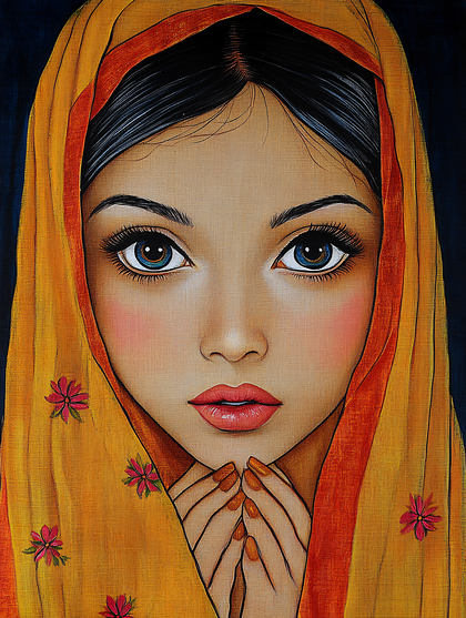 Portrait Of Young Woman In Saree