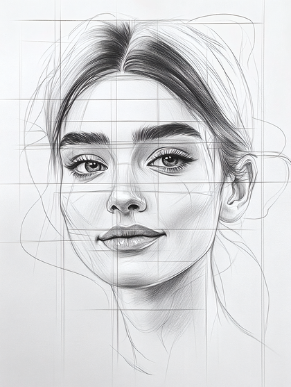 Portrait Sketch with Gridlines