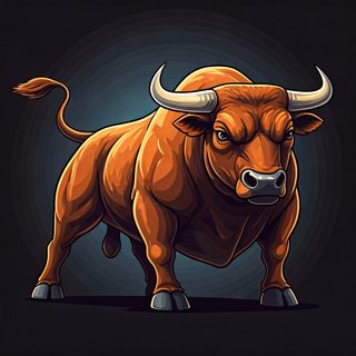 powerful charging bull