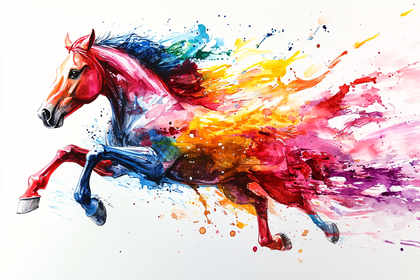 Prancing Equine in Watercolor