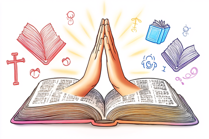 Praying Hands and Books